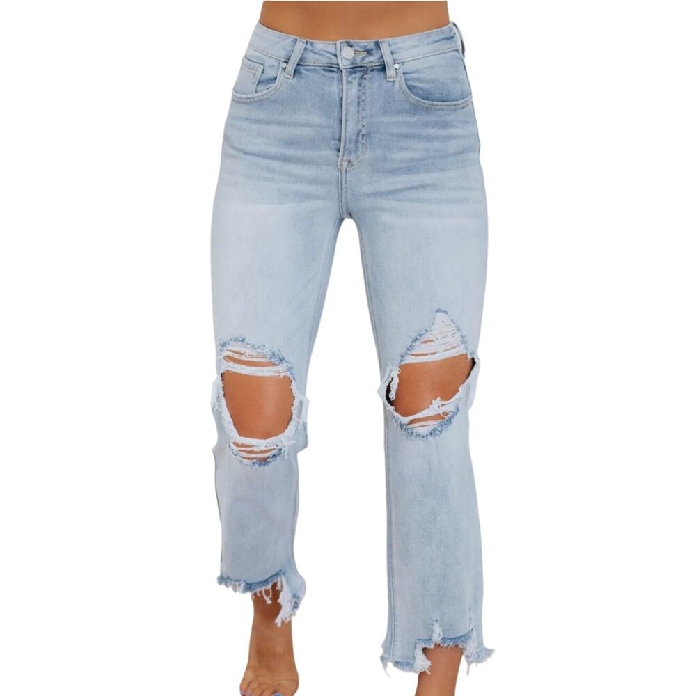 Risen Freckled Poppy Womens light Wash High Rise Distressed Jeans Size 9/29